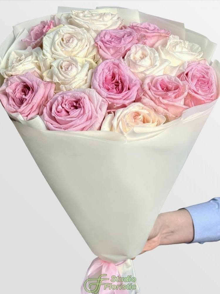 Букет из Пионовидных Роз 15 шт «Счастье вдвоем»