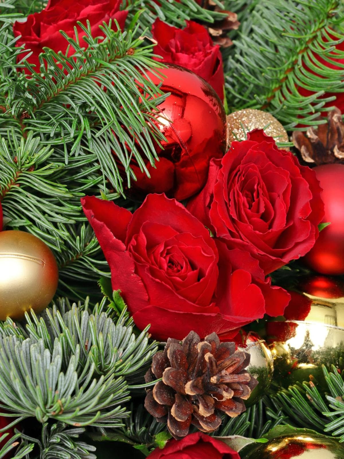 Новогодний букет из Нобилиса и Розы «Аромат Рождества»