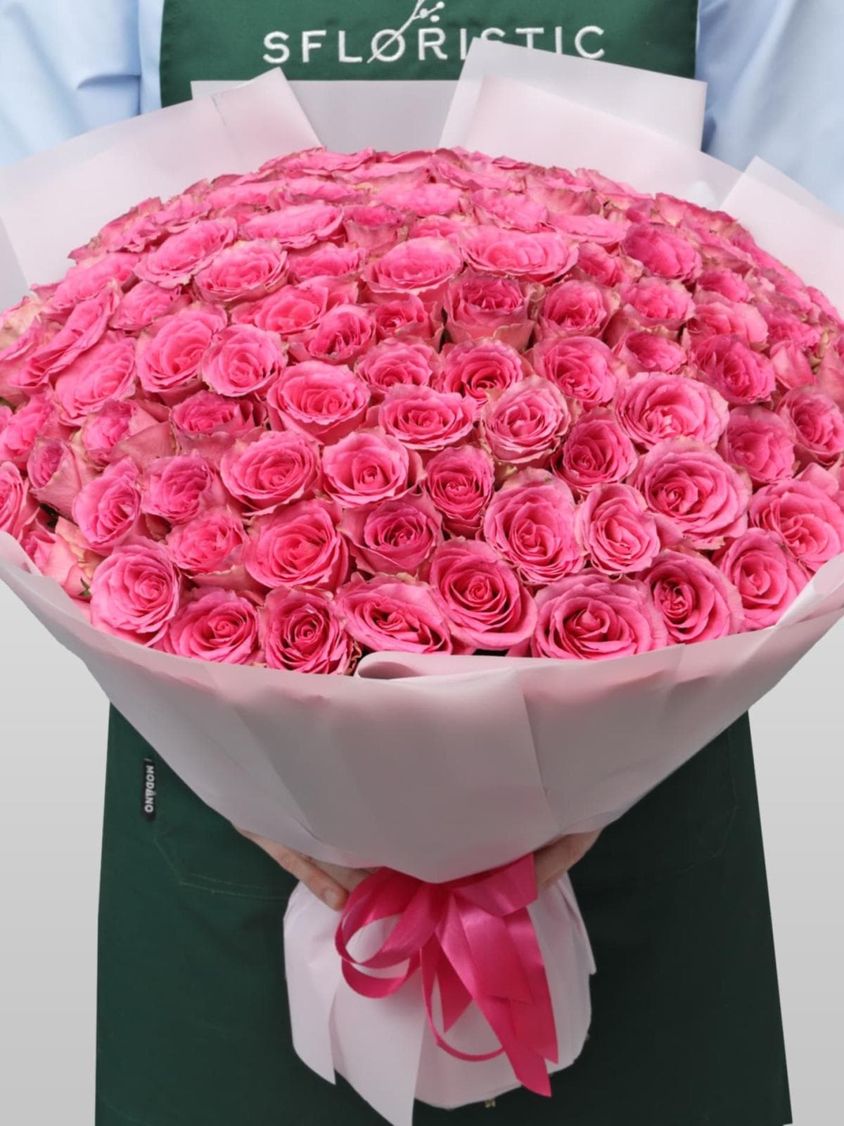 Букет из розовых Роз Кения 60 см 101 шт «Ярче Звезды»