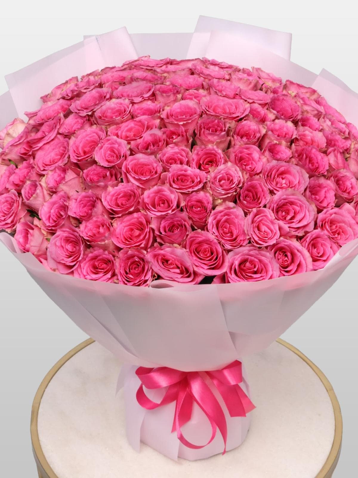 Букет из розовых Роз Кения 60 см 101 шт «Ярче Звезды»