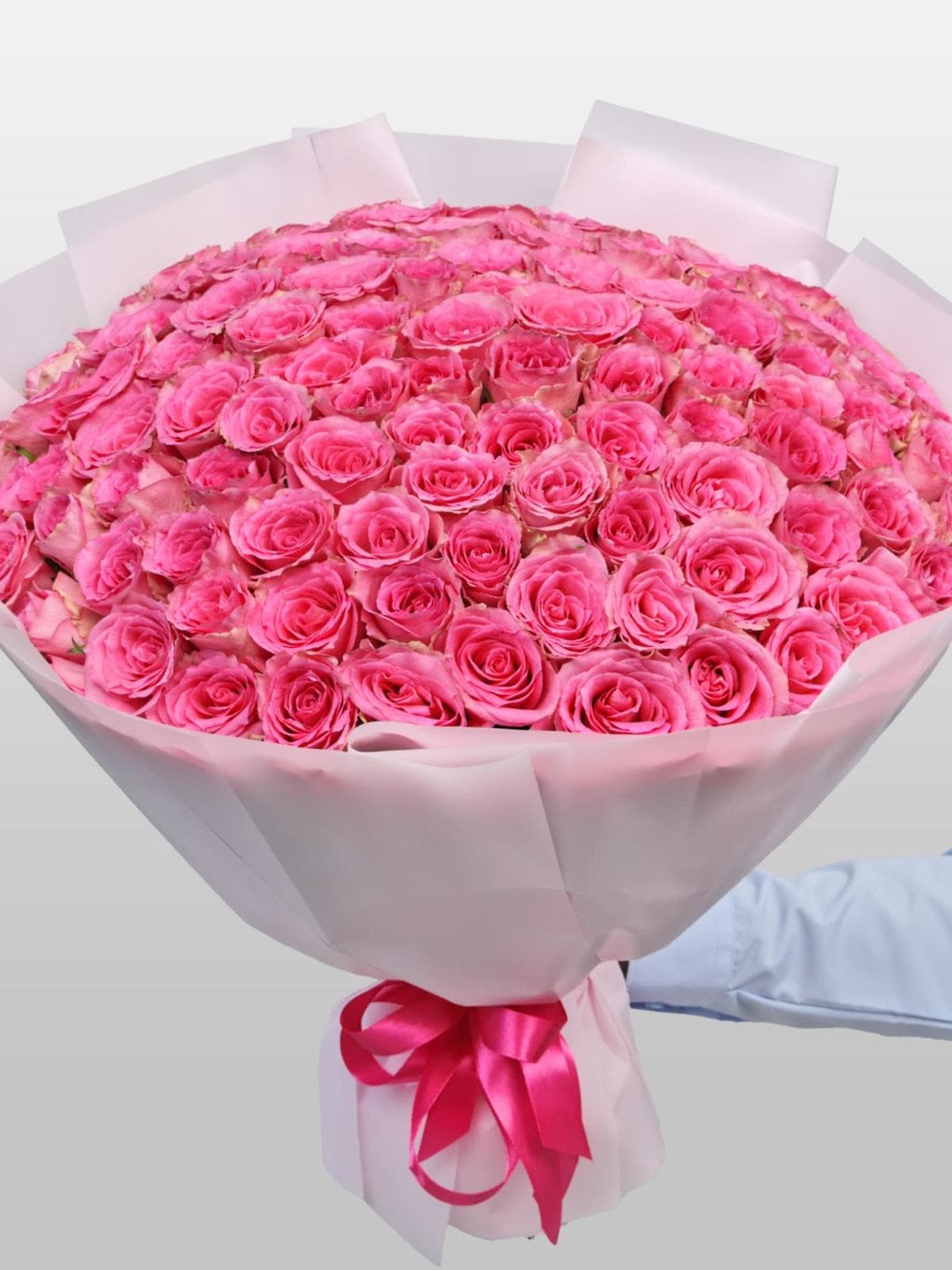 Букет из розовых Роз Кения 60 см 101 шт «Ярче Звезды»