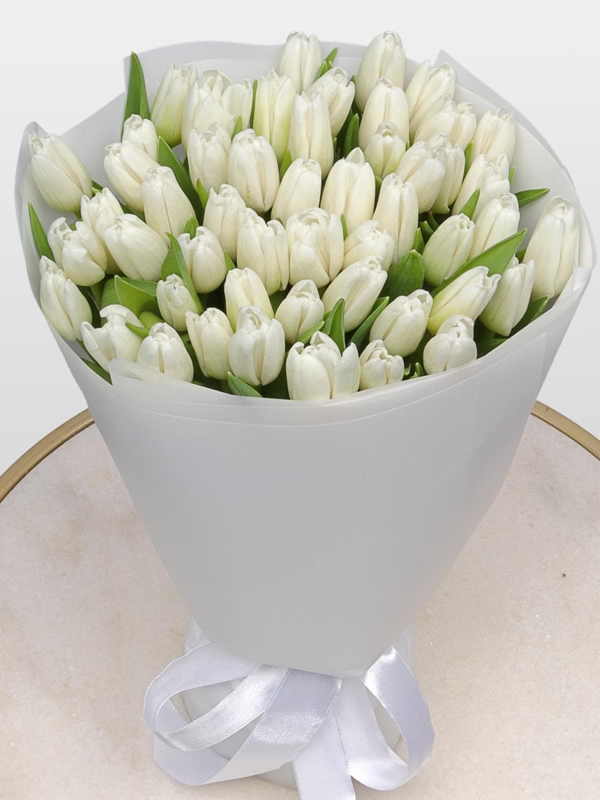 Букет из белых Тюльпанов 51 шт «Дыхание ангела»