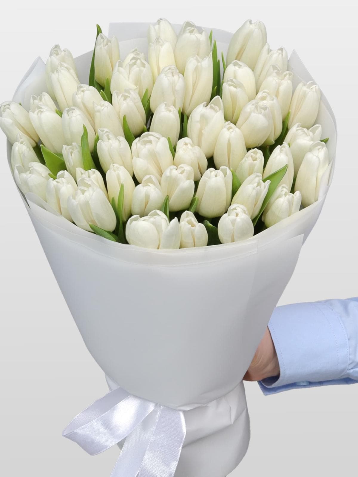 Букет из белых Тюльпанов 51 шт «Дыхание ангела»