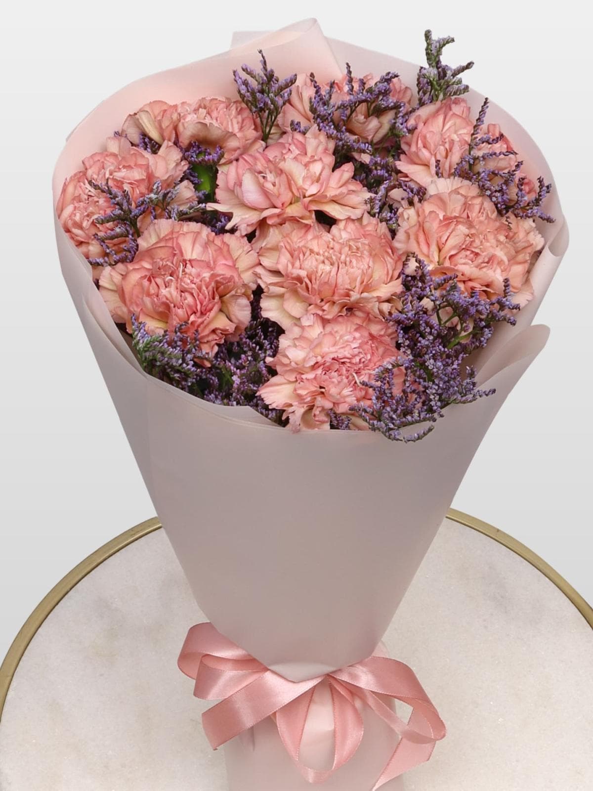 Букет из Гвоздик и Лимониума «Маленькое счастье»