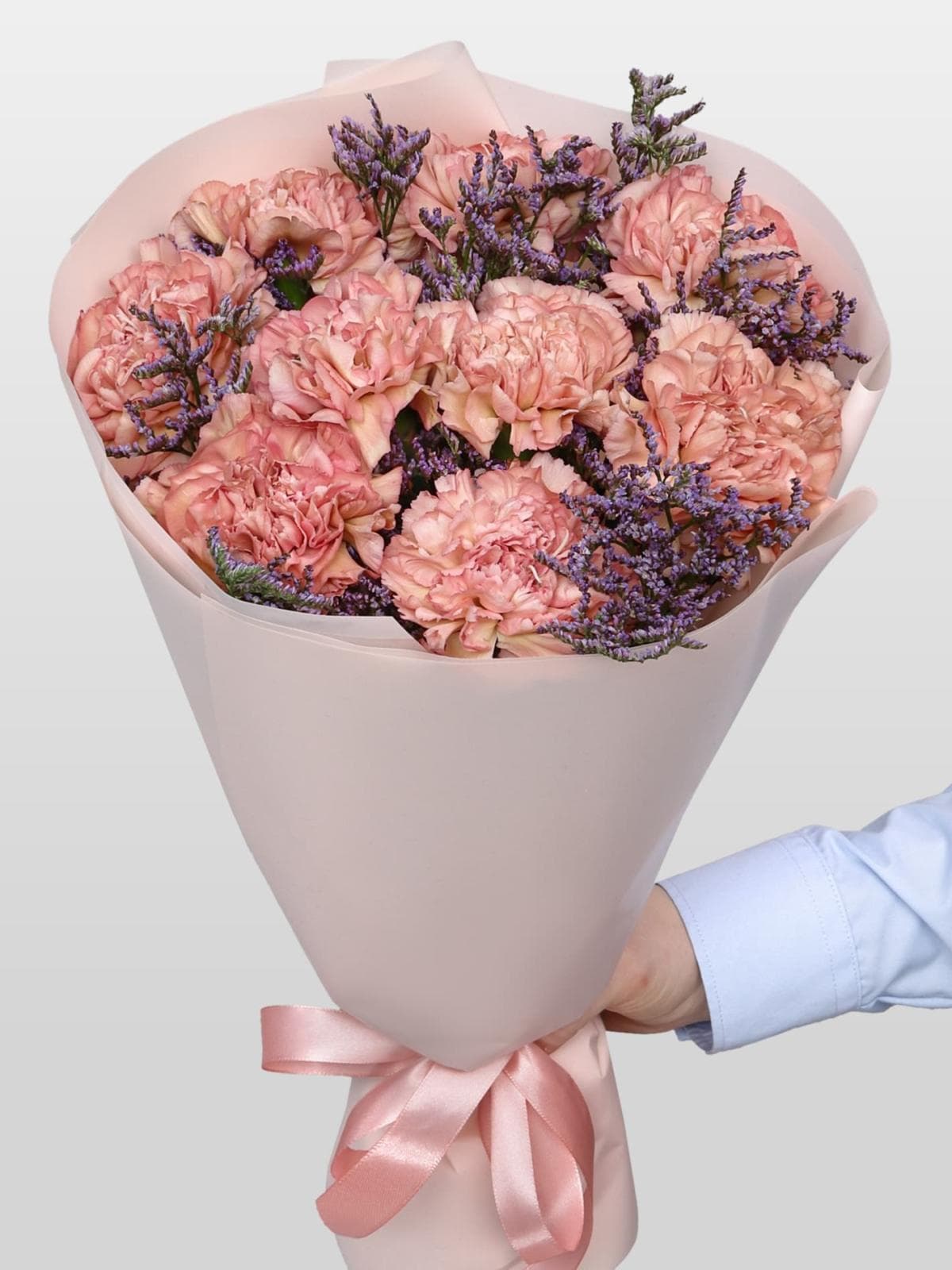 Букет из Гвоздик и Лимониума «Маленькое счастье»