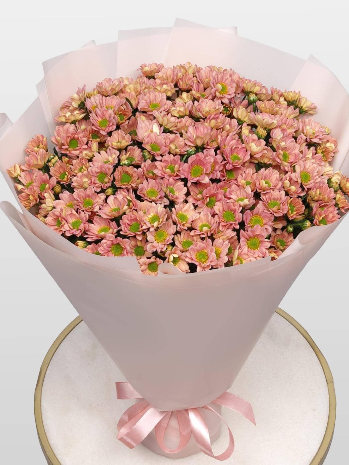 Букет из Персиковых Хризантем Сантини 25 шт «Персиковое облако»