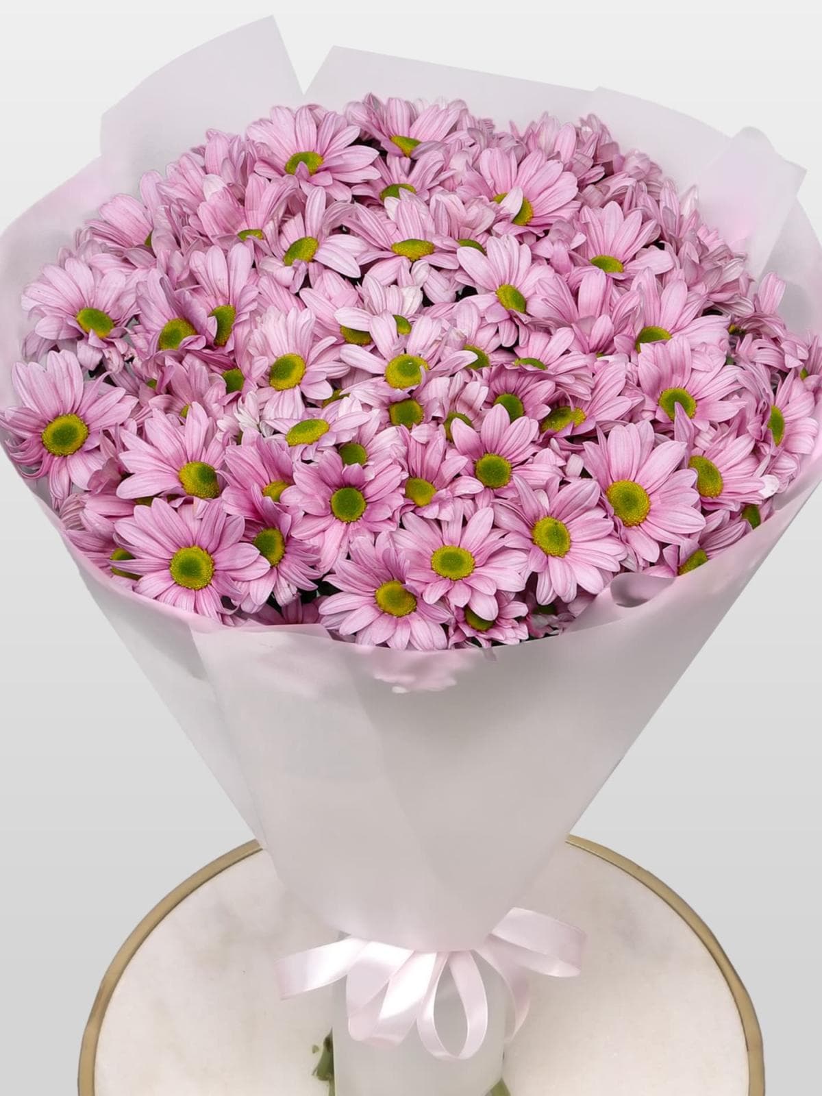 Букет из Розовых Кустовых Хризантем 15 шт «Розовое пралине»