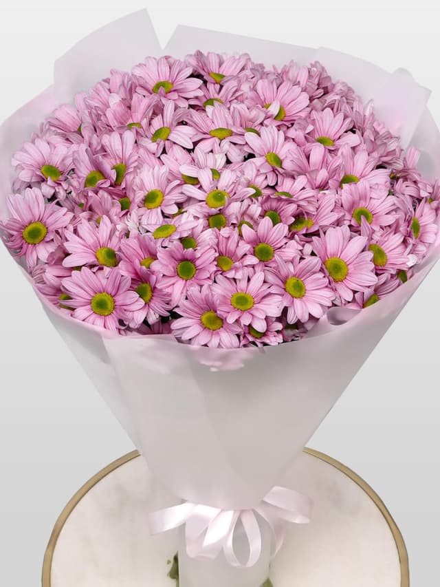 Букет из Розовых Кустовых Хризантем 15 шт «Розовое пралине»