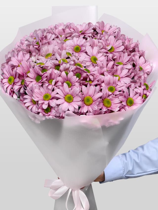 Букет из Розовых Кустовых Хризантем 15 шт «Розовое пралине»