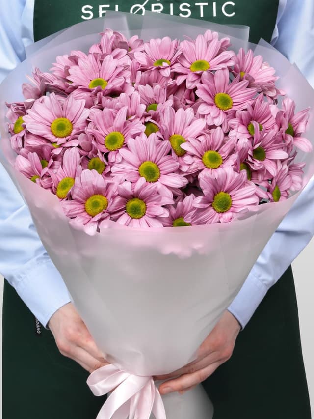 Букет из Розовых Кустовых Хризантем 9 шт «Кэнди»