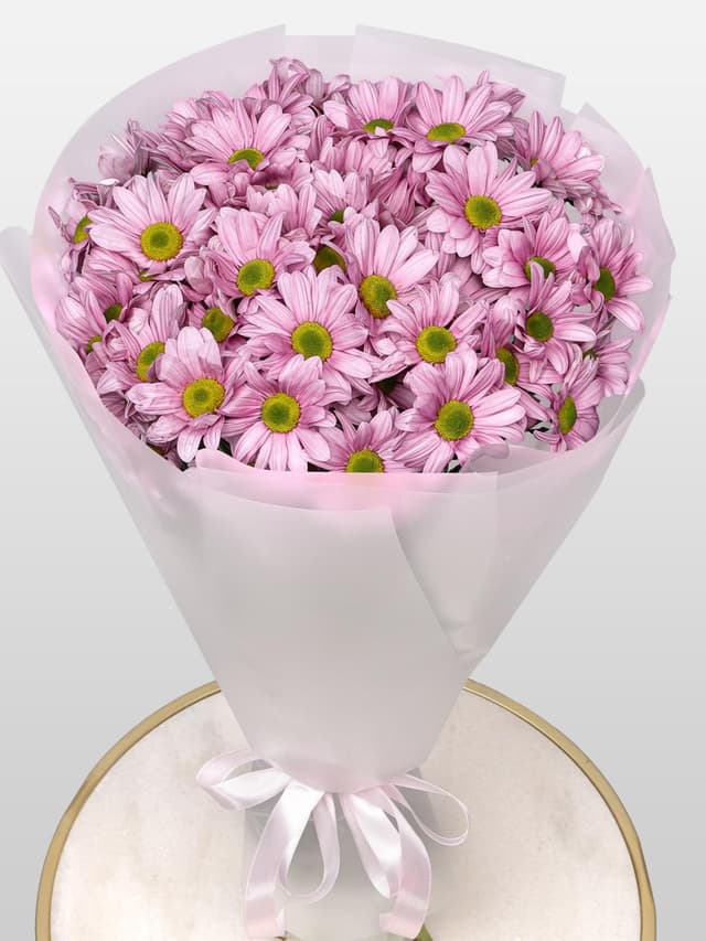 Букет из Розовых Кустовых Хризантем 9 шт «Кэнди»