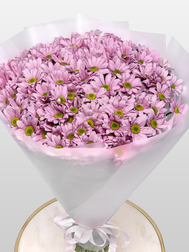 Букет из Розовых Кустовых Хризантем 25 шт «Балет»