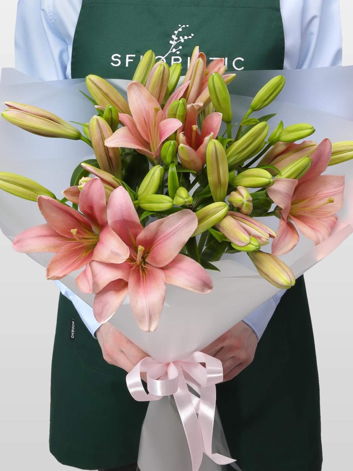 Букет из Розовой Азиатской Лилии 9 шт «Шелковый путь»