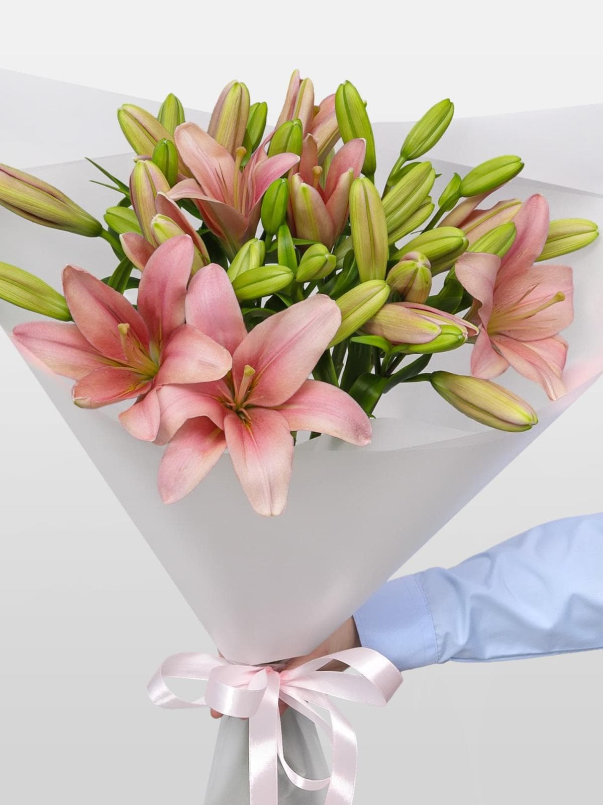 Букет из Розовой Азиатской Лилии 9 шт «Шелковый путь»