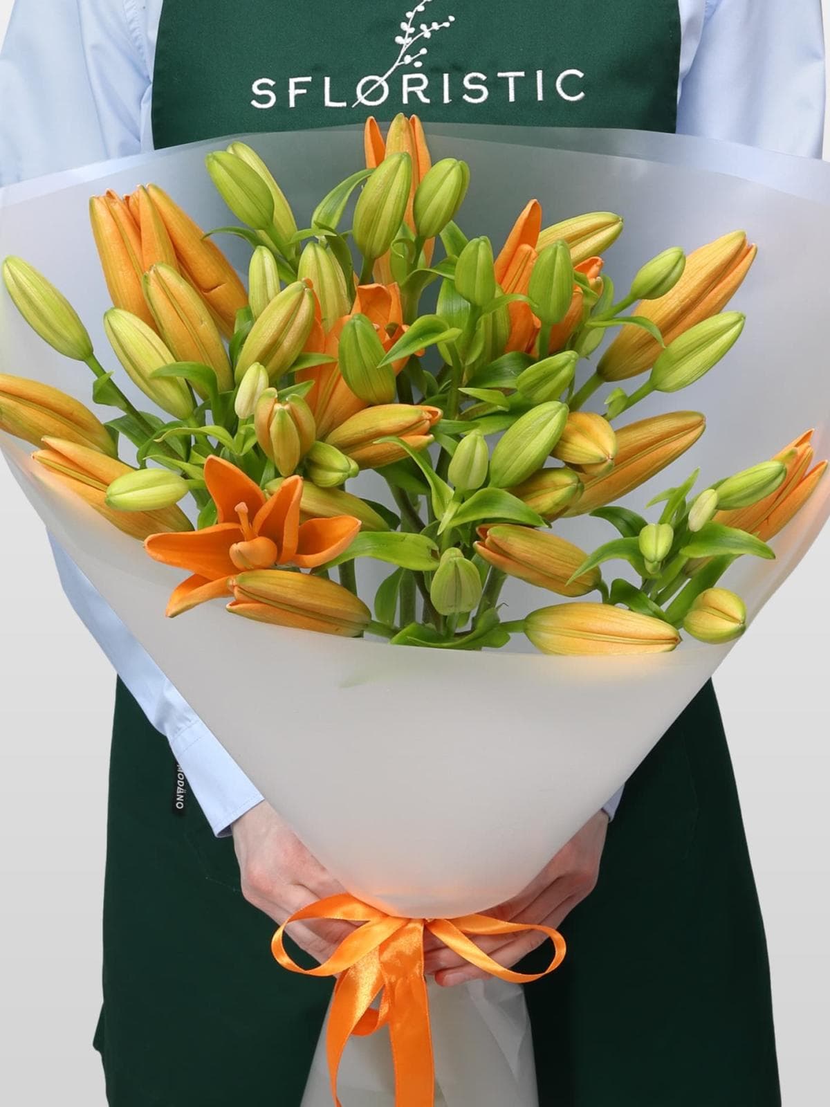 Букет из Оранжевой Азиатской Лилии 9 шт «Янтарный берег»