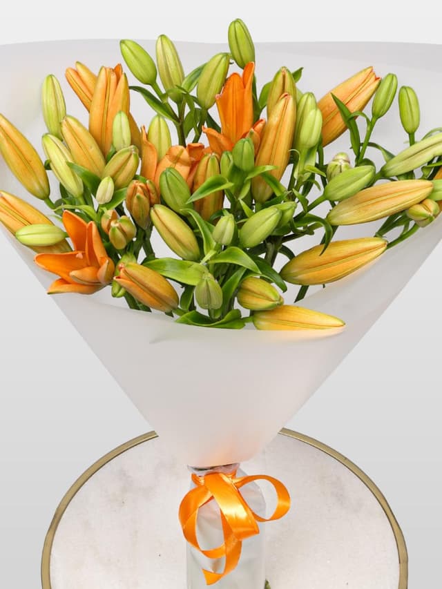 Букет из Оранжевой Азиатской Лилии 9 шт «Янтарный берег»