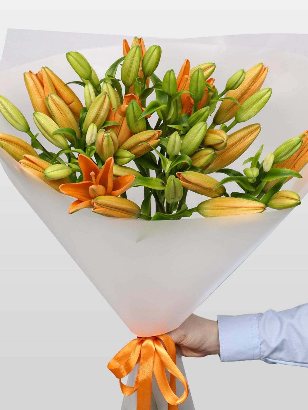 Букет из Оранжевой Азиатской Лилии 9 шт «Янтарный берег»