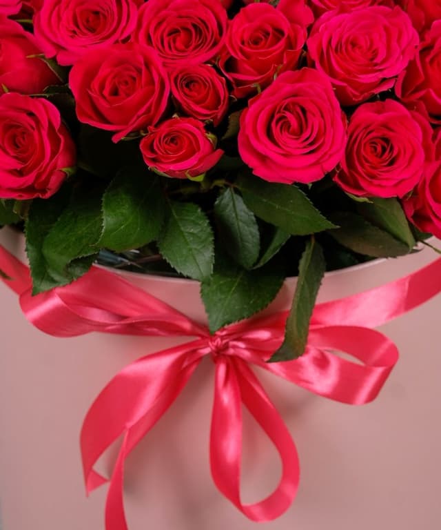 Малиновая роза Кения в коробке 101шт
