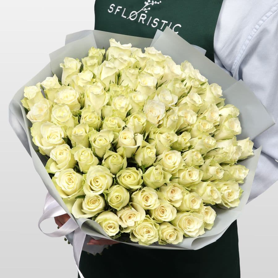 Роза Кения белая 75шт 40 см