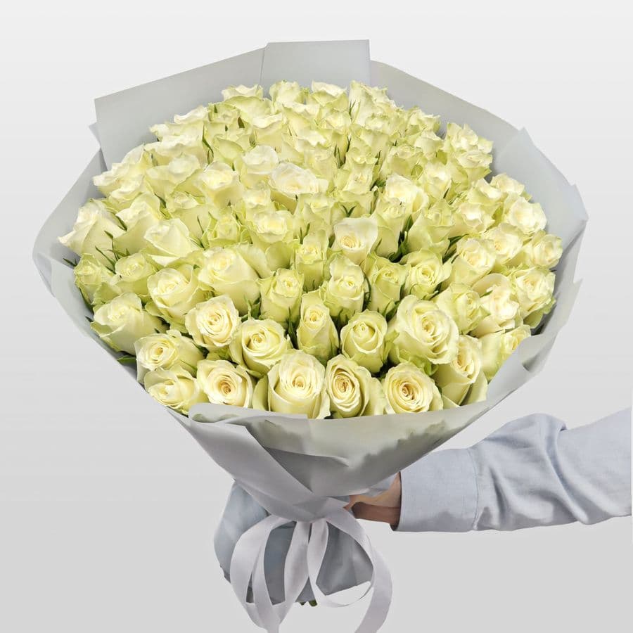 Роза Кения белая 75шт 40 см
