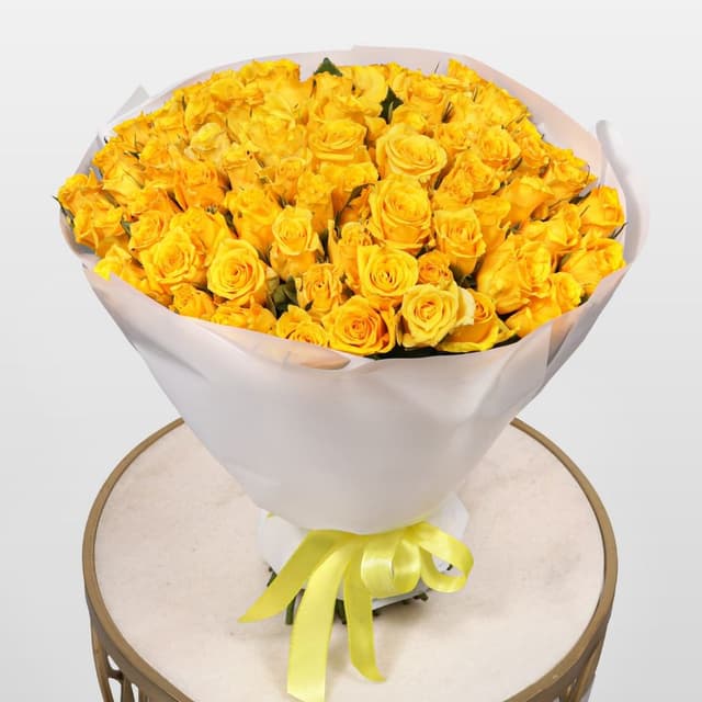 Букет из желтых Роз Кения 75 шт 40 см «Праздник Солнца»