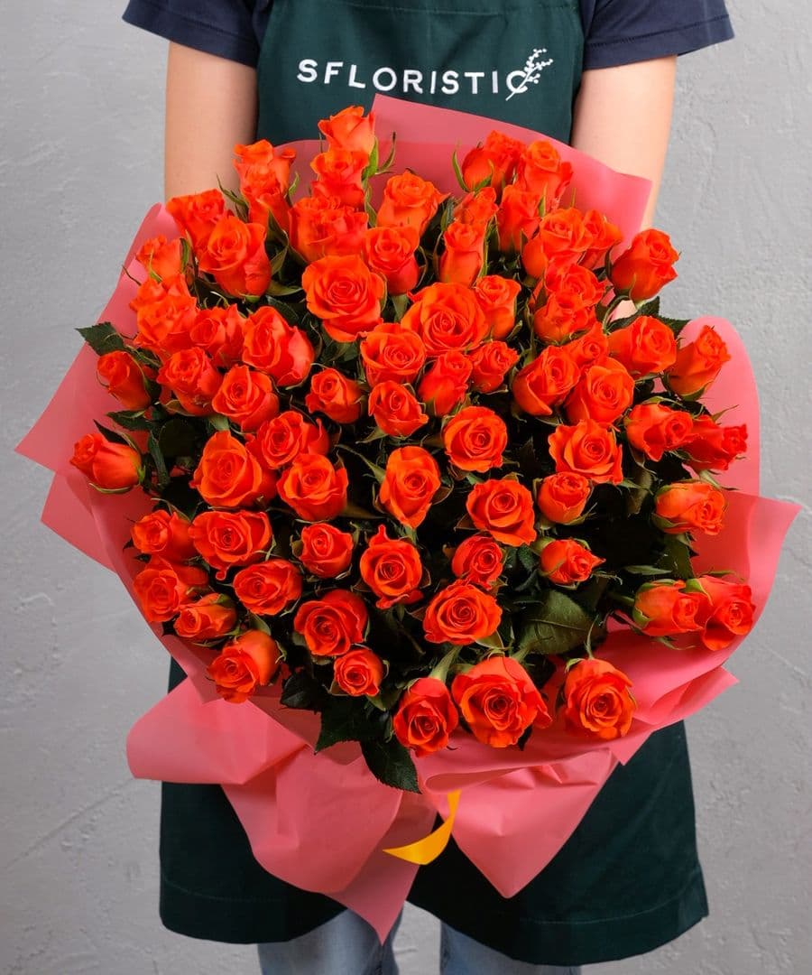 Роза Кения оранжевая 75шт 40 см