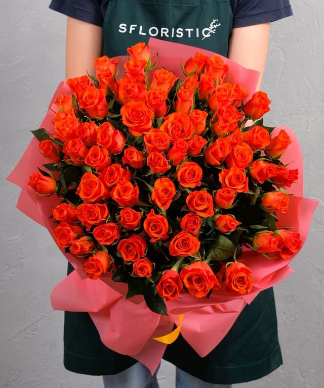 Роза Кения оранжевая 75шт 40 см