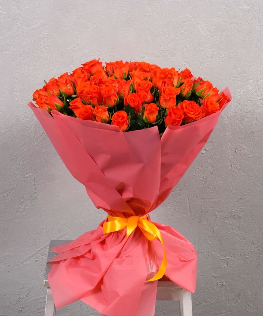 Роза Кения оранжевая 75шт 40 см