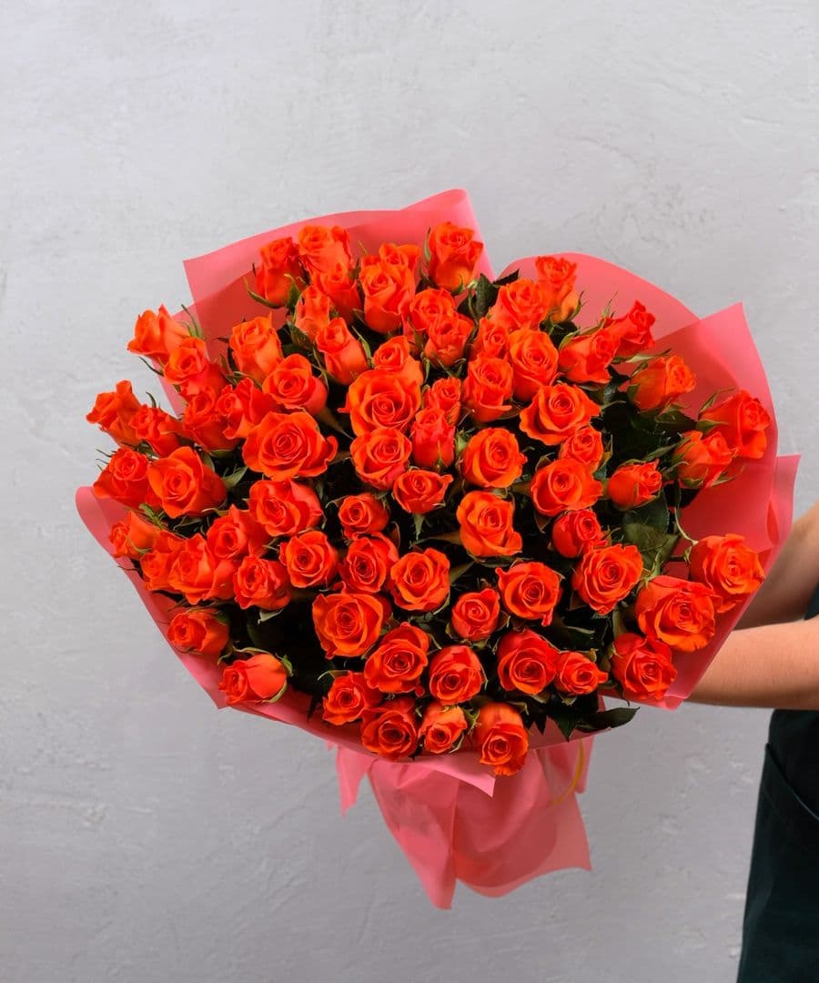 Роза Кения оранжевая 75шт 40 см