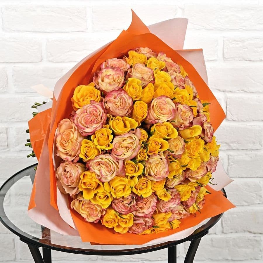 Роза Кения оранжевая-2 101шт 40 см