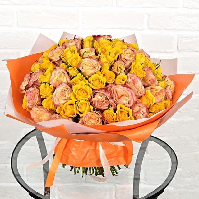 Роза Кения оранжевая-2 101шт 40 см