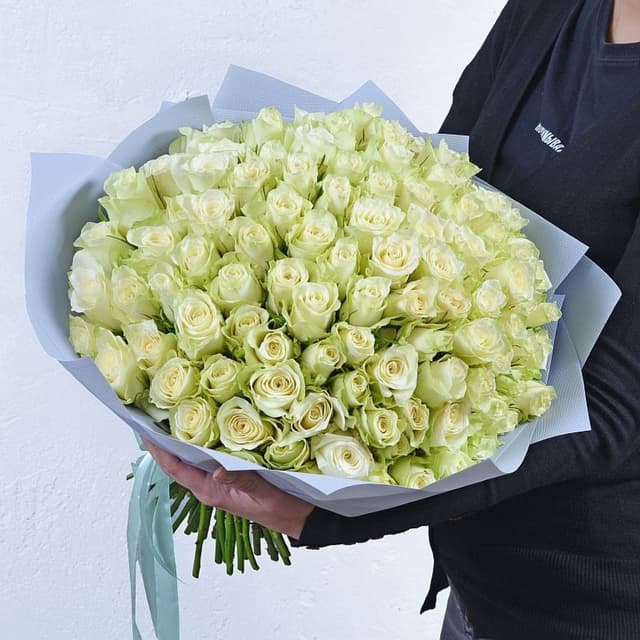 Букет из белых Роз Кения 101 шт 40 см «Свет Моей Души»