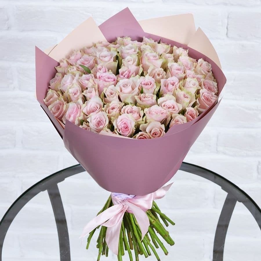Роза Кения Розовая 101шт 40 см