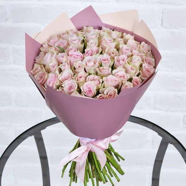 Роза Кения Розовая 101шт 40 см