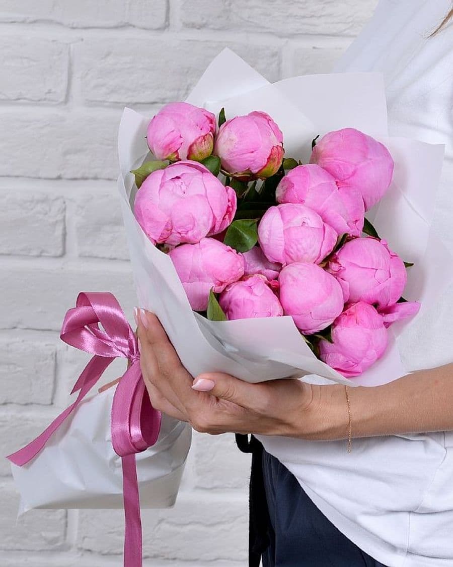 Букет из розовых Пионов «Первая улыбка»