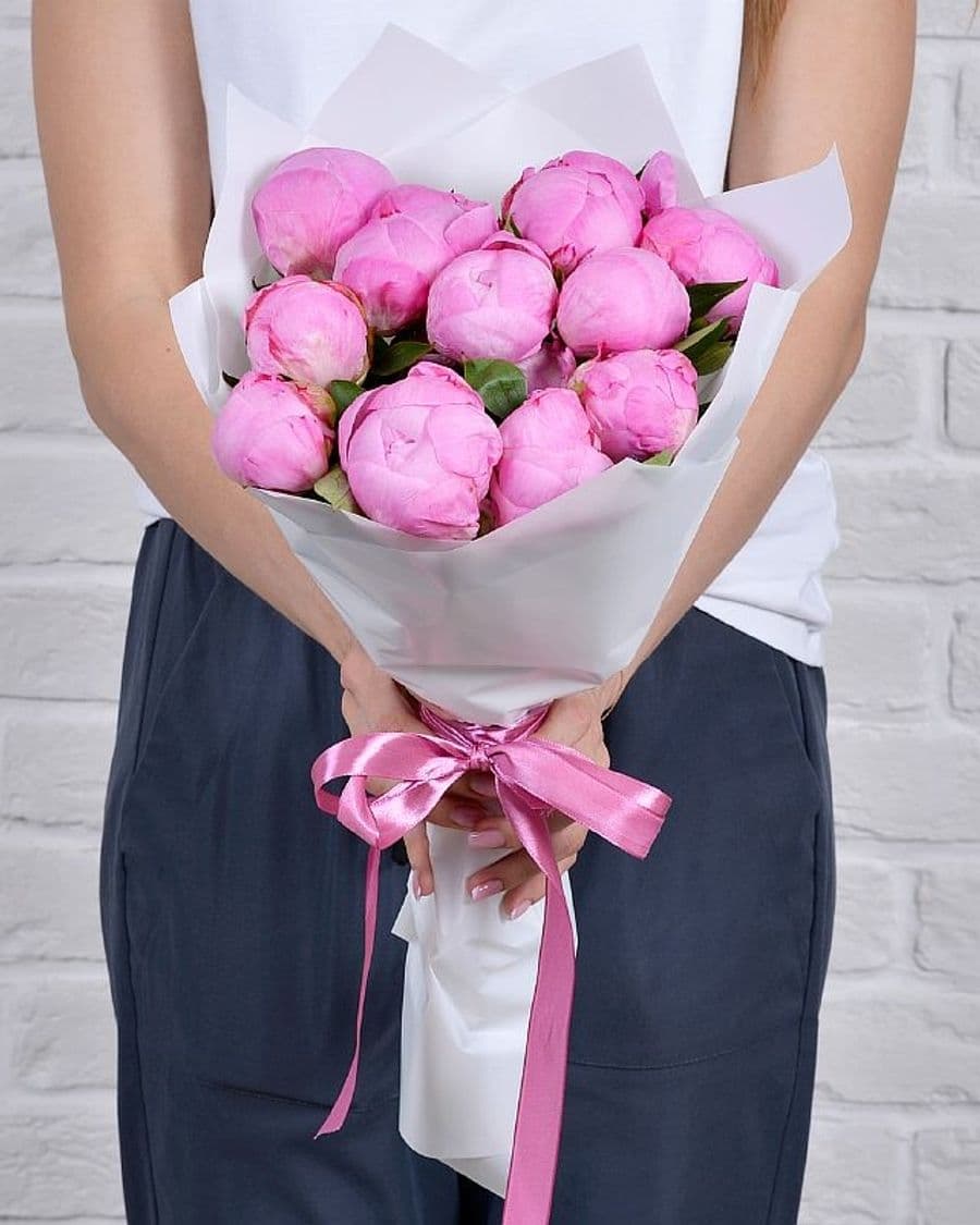 Букет из розовых Пионов «Первая улыбка»