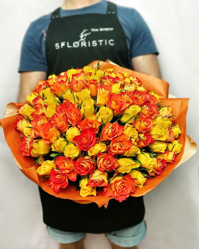 Роза Кения желто-оранжевый микс 2 101шт 40 см