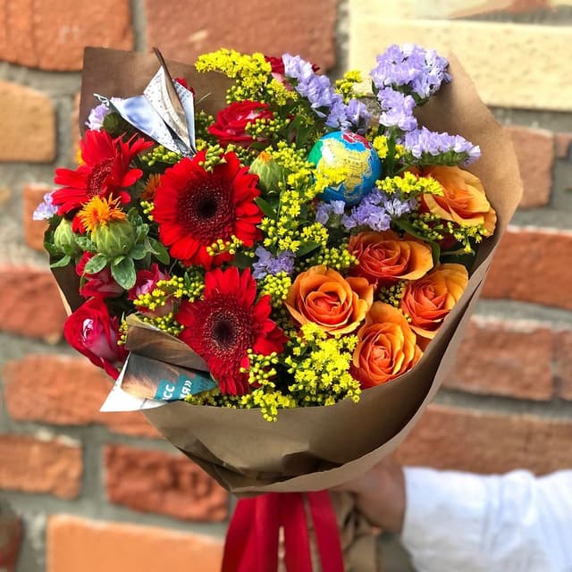 Букет из Гермини, Статицы и Солидаго «9-А»