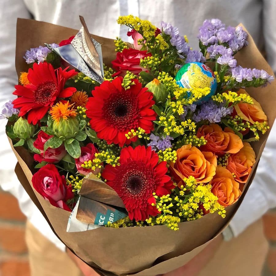 Букет из Гермини, Статицы и Солидаго «9-А»