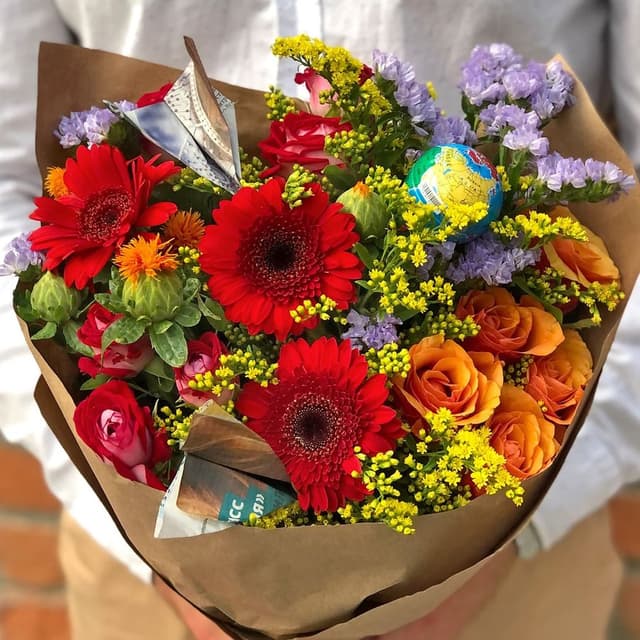 Букет из Гермини, Статицы и Солидаго «9-А»