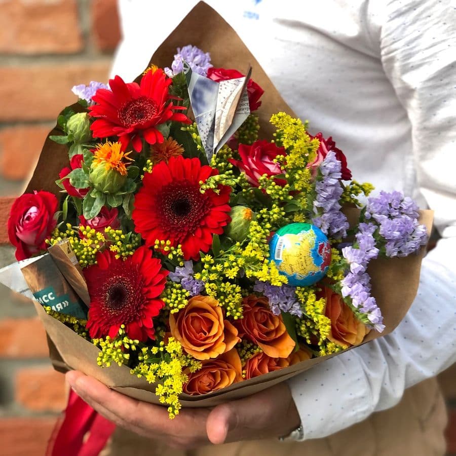 Букет из Гермини, Статицы и Солидаго «9-А»