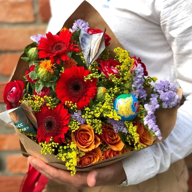 Букет из Гермини, Статицы и Солидаго «9-А»