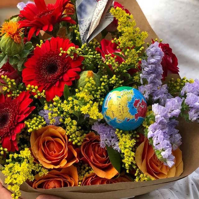 Букет из Гермини, Статицы и Солидаго «9-А»