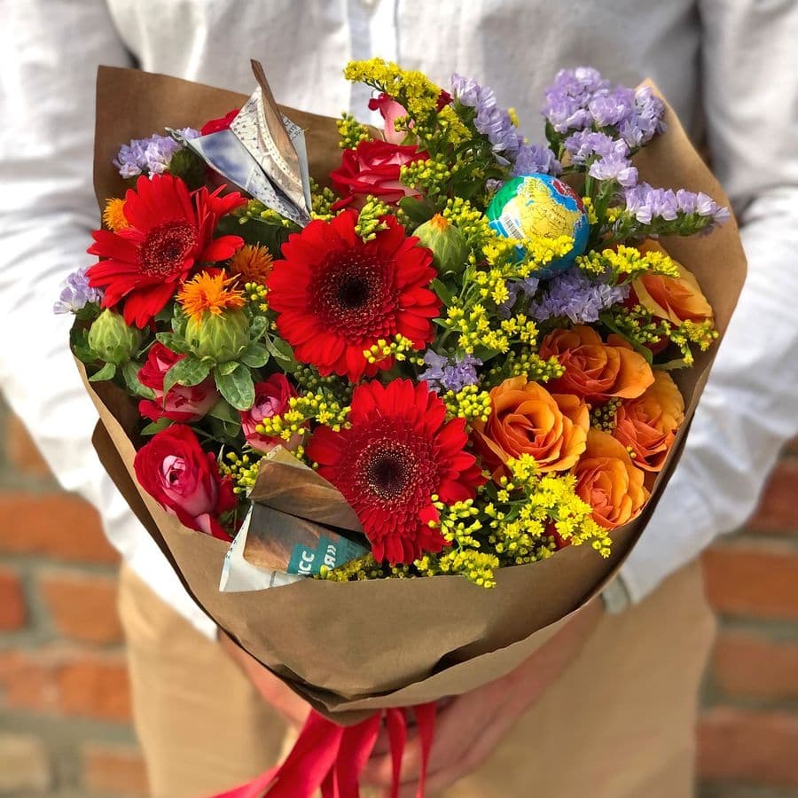 Букет из Гермини, Статицы и Солидаго «9-А»