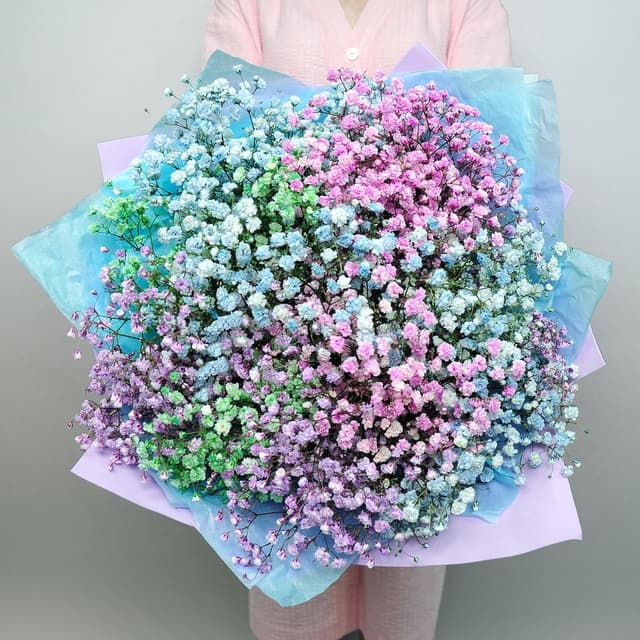 Букет из Радужной Гипсофилы «Радуга»