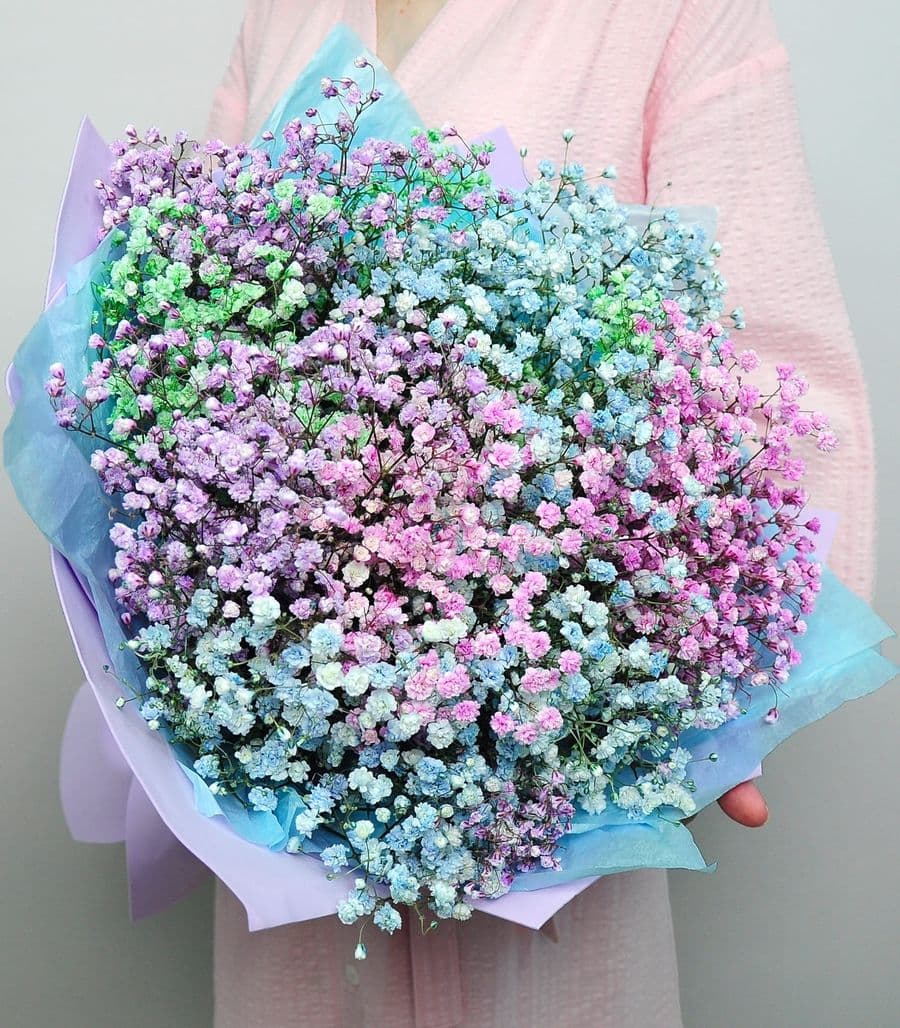 Букет из Радужной Гипсофилы «Радуга»