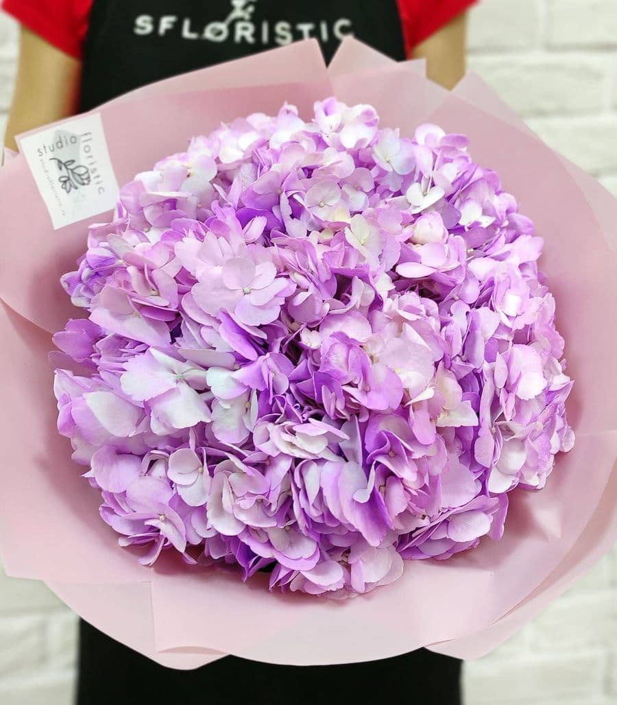 Букет из Лавандовых Гортензии «Сиреневая вата»