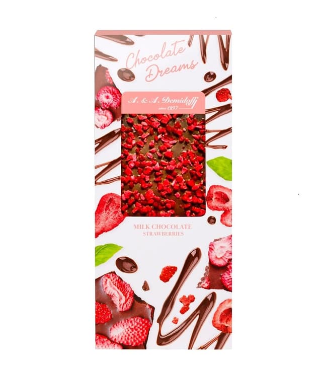 Шоколад молочный с кусочками сушеной клубники 90 г