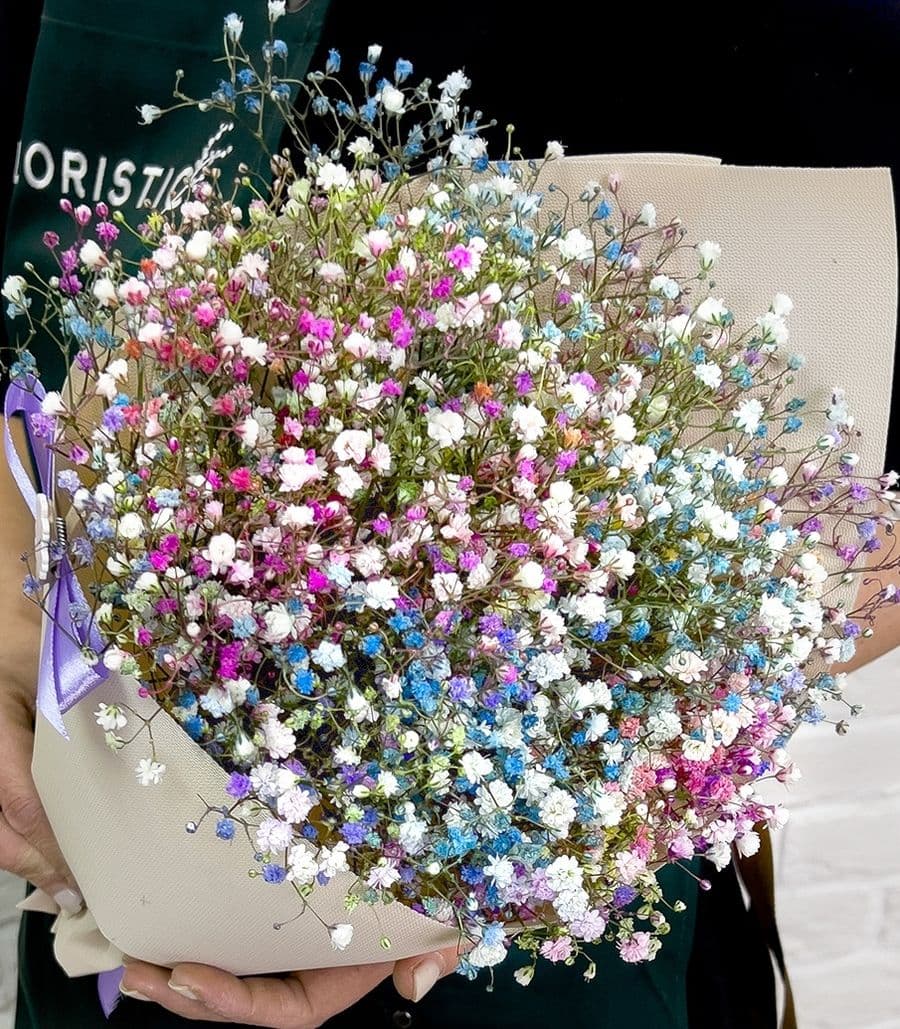 Букет из радужной гипсофилы «Калейдоскоп»