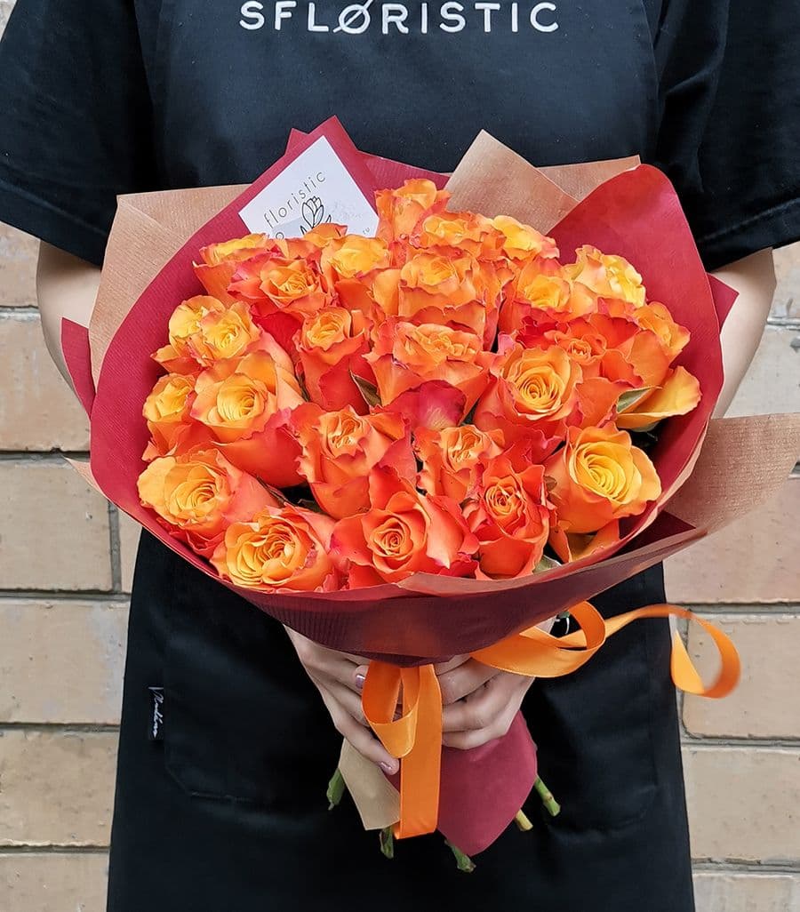 Букет роз Кения 25 шт «Лучи солнца»